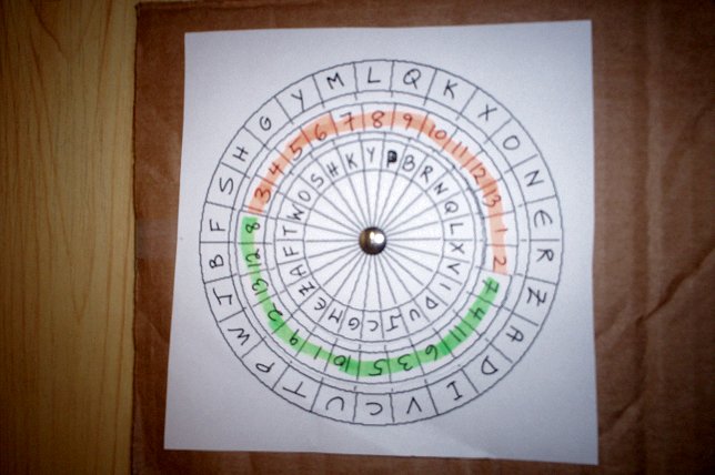 Savard cipher disk: Mounting the small disk on top