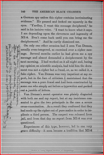 WIlliam F. Friedman's version of the Yardley - Van Damen story